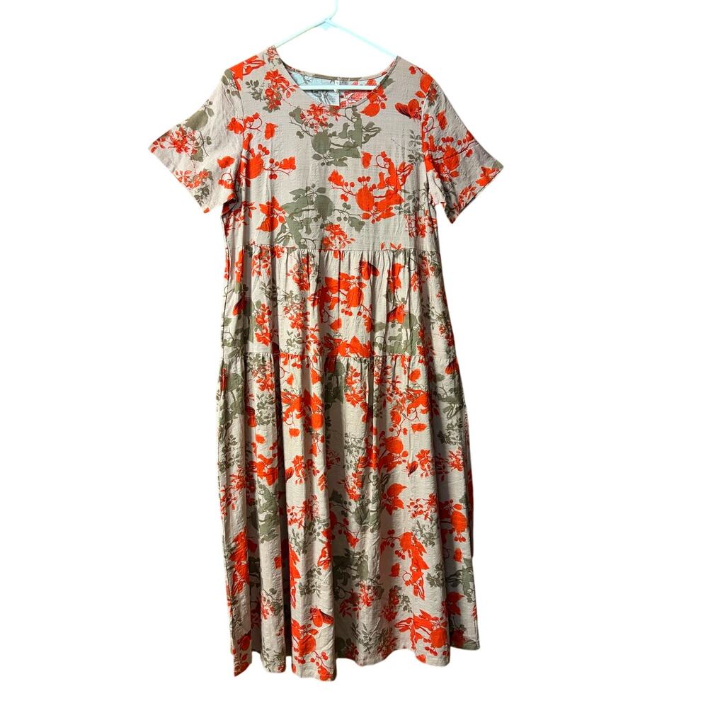 EJF Purple and Red Floral Short Sleeve Maxi Dress NEW - Picture 5 of 11